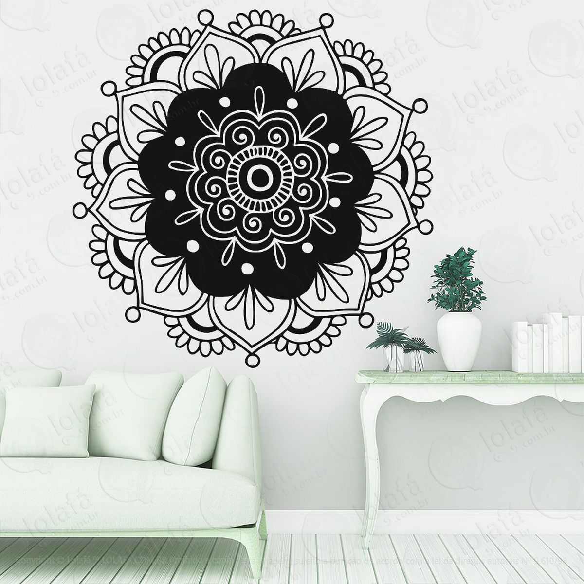 mandala para cultivar a prosperidade adesivo de parede decorativo para casa, quarto, sala e vidro - mod:503