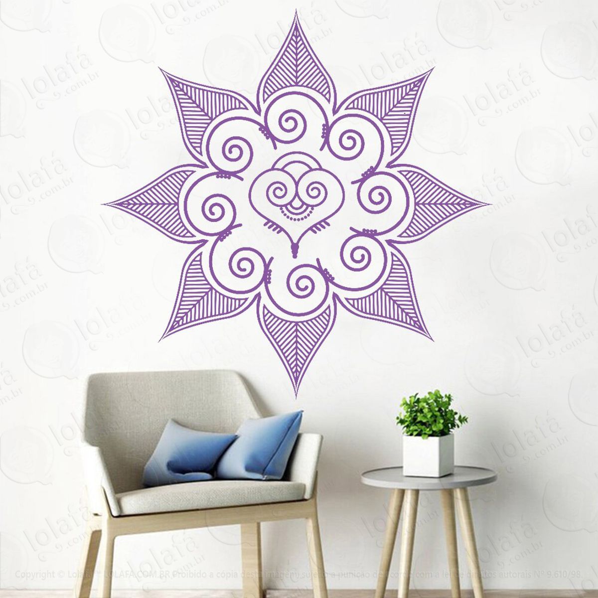 mandala seja esperança adesivo de parede decorativo para casa, quarto, sala e vidro - mod:507