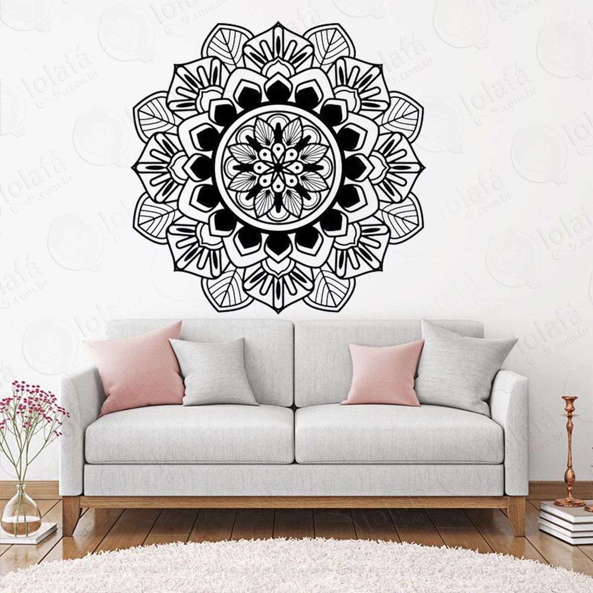 mandala para cultivar a gratidão adesivo de parede decorativo para casa, quarto, sala e vidro - mod:511