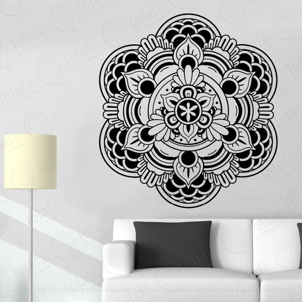 mandala da paz e gratidão adesivo de parede decorativo para casa, quarto, sala e vidro - mod:513