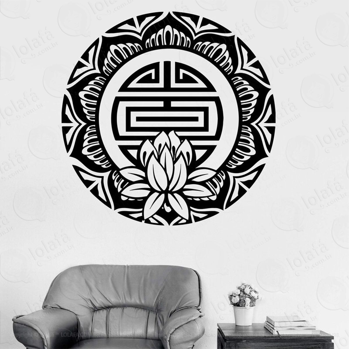 mandala para equilíbrio interior adesivo de parede decorativo para casa, quarto, sala e vidro - mod:521