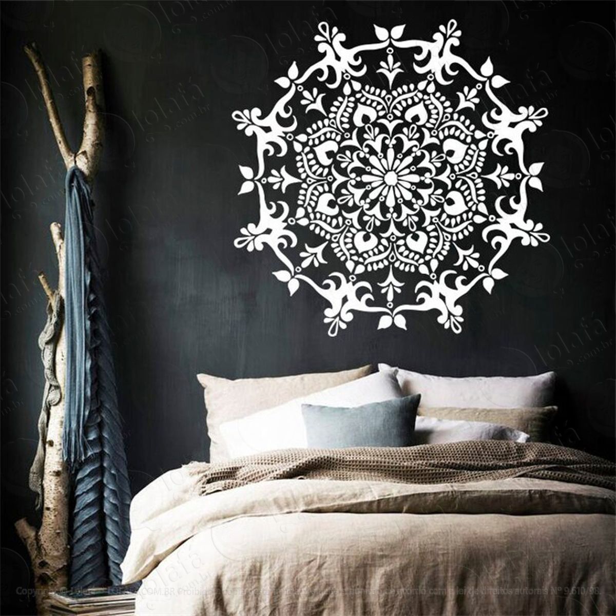 mandala para atrair pensamentos positivos adesivo de parede decorativo para casa, quarto, sala e vidro - mod:522