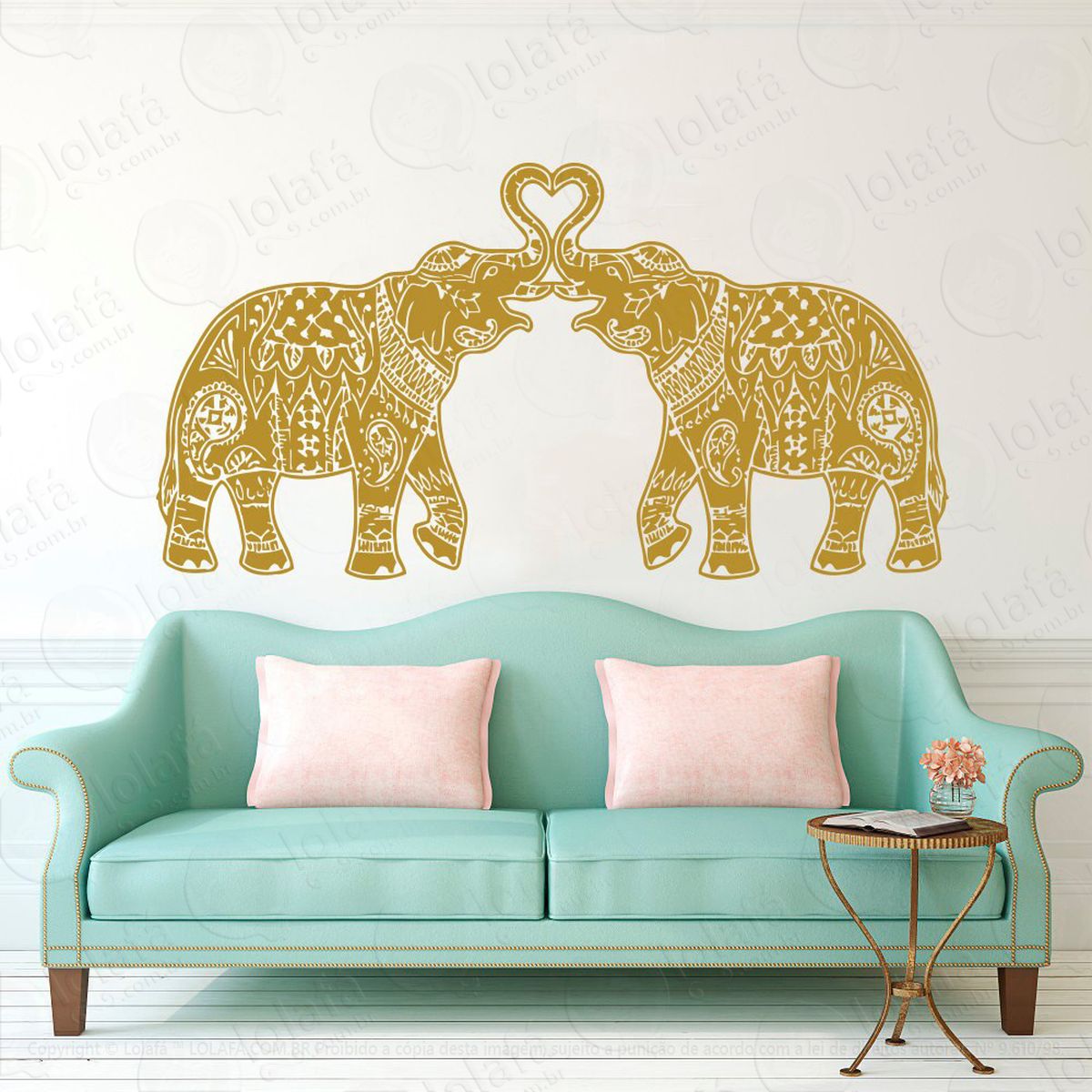 mandala elefantes da prosperidade e amor adesivo de parede decorativo para casa, quarto, sala e vidro - mod:525