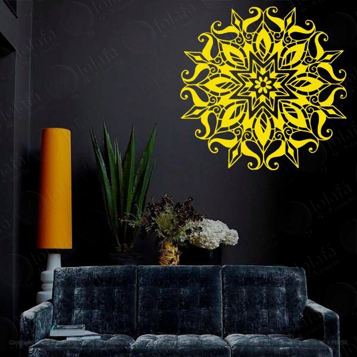 mandala da alegria adesivo de parede decorativo para casa, quarto, sala e vidro - mod:528