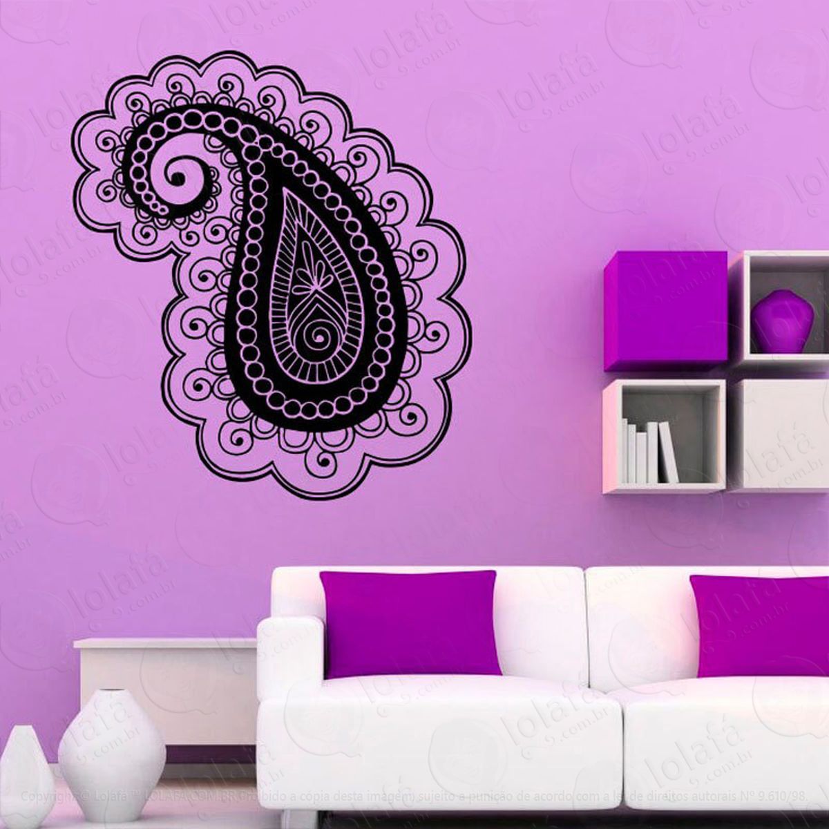 mandala paisley para controlar os sentimentos adesivo de parede decorativo para casa, quarto, sala e vidro - mod:529