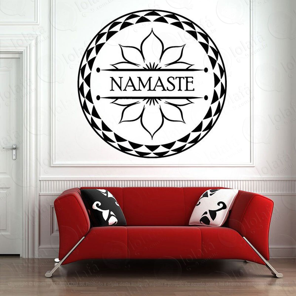 mandala namastê para cultivar o respeito adesivo de parede decorativo para casa, quarto, sala e vidro - mod:530