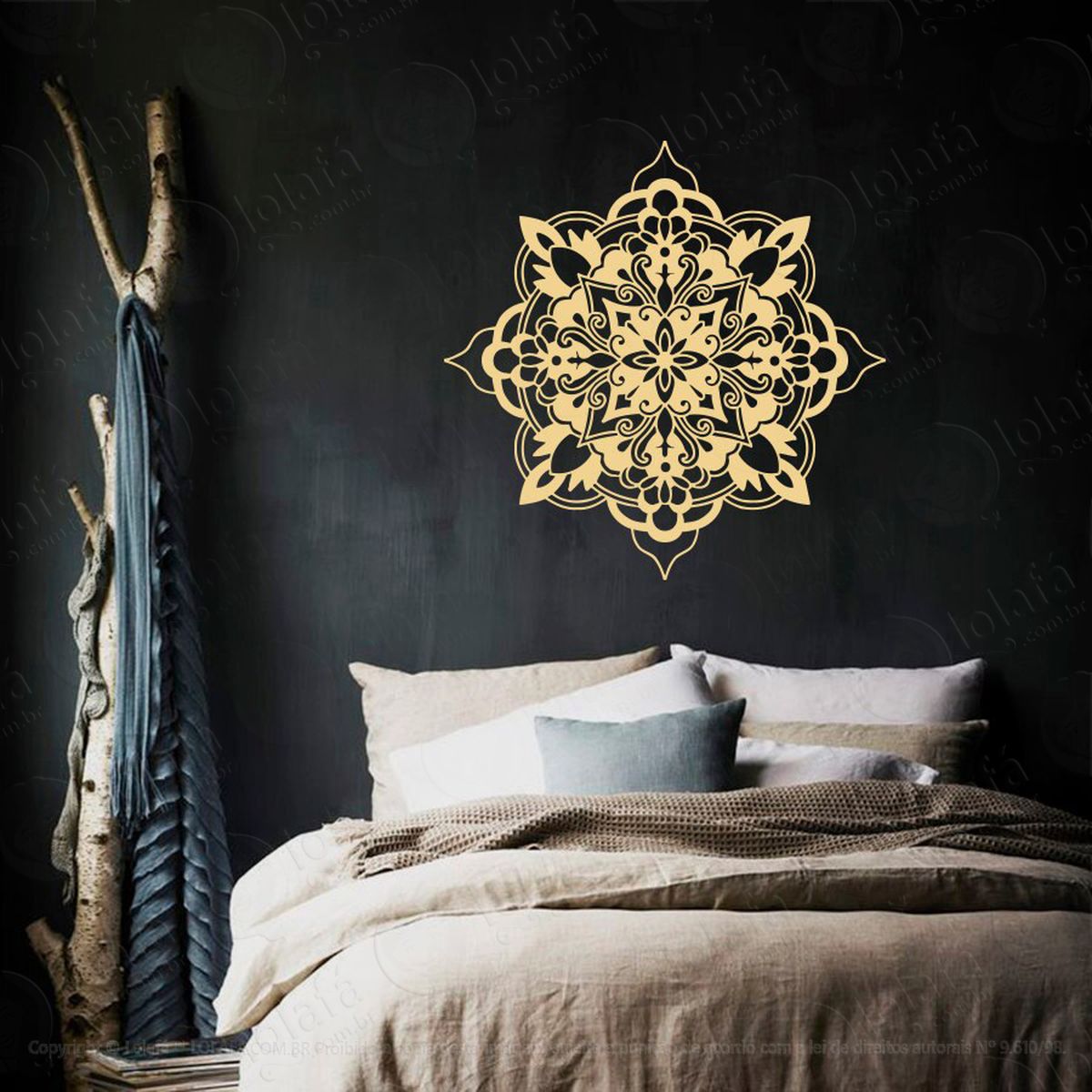 mandala seja grato adesivo de parede decorativo para casa, quarto, sala e vidro - mod:533