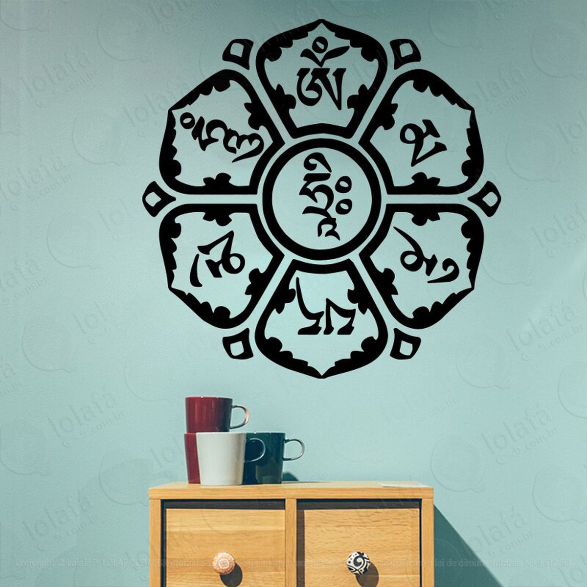 mandala para equilíbrio da mente adesivo de parede decorativo para casa, quarto, sala e vidro - mod:536