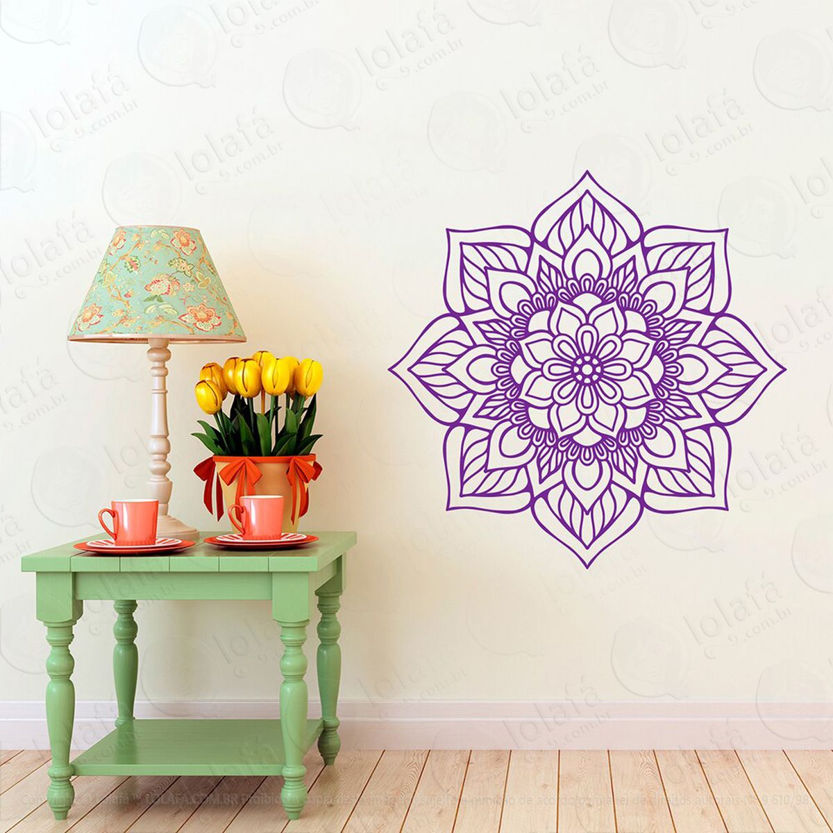 mandala seja alegria adesivo de parede decorativo para casa, quarto, sala e vidro - mod:539