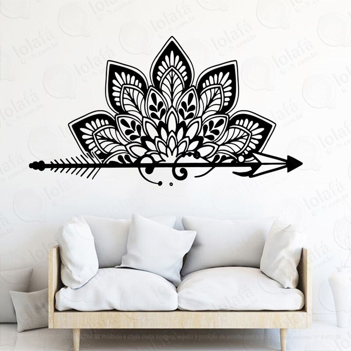 mandala para atrair boas amizades adesivo de parede decorativo para casa, quarto, sala e vidro - mod:541