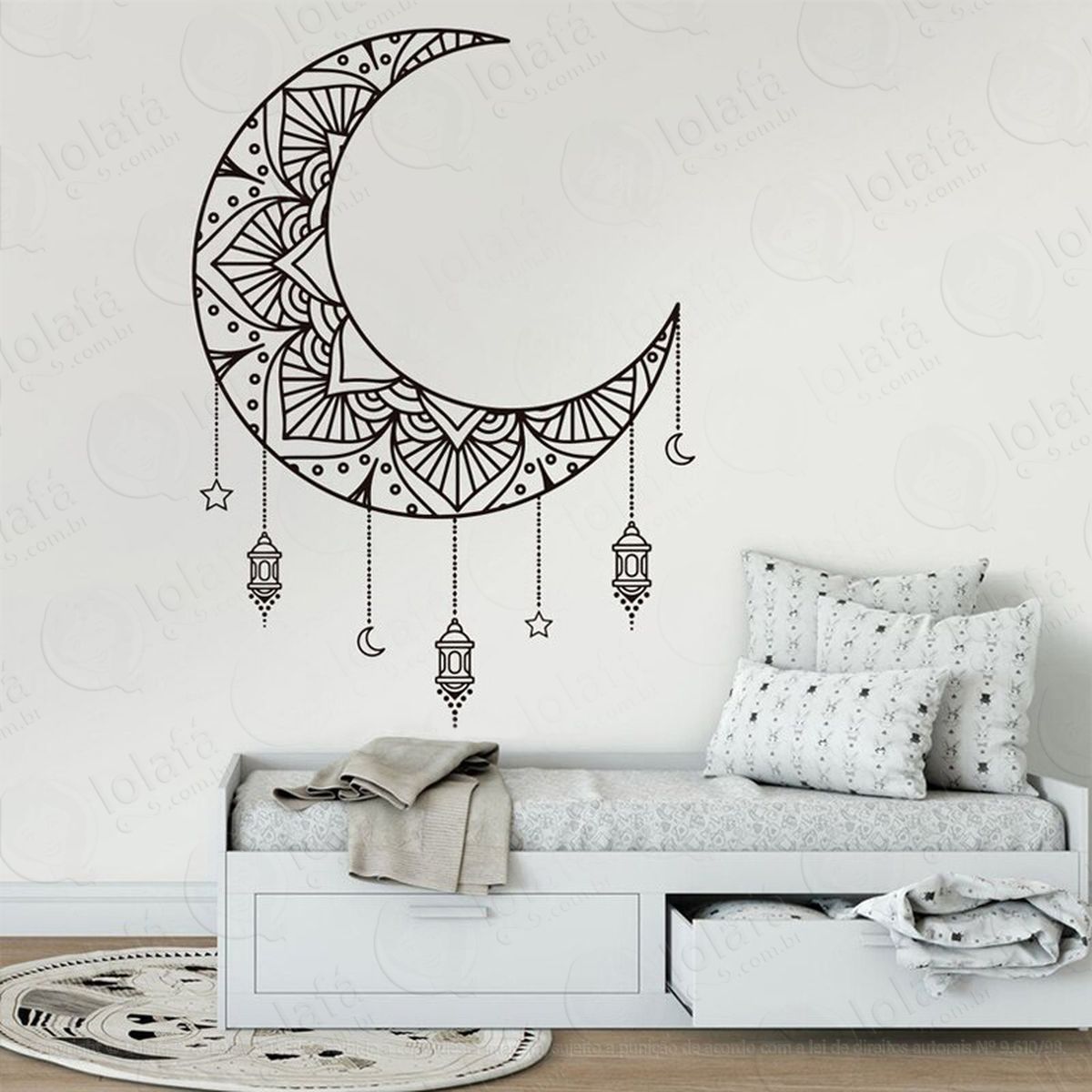 mandala lua para atrair bons sonhos adesivo de parede decorativo para casa, quarto, sala e vidro - mod:544