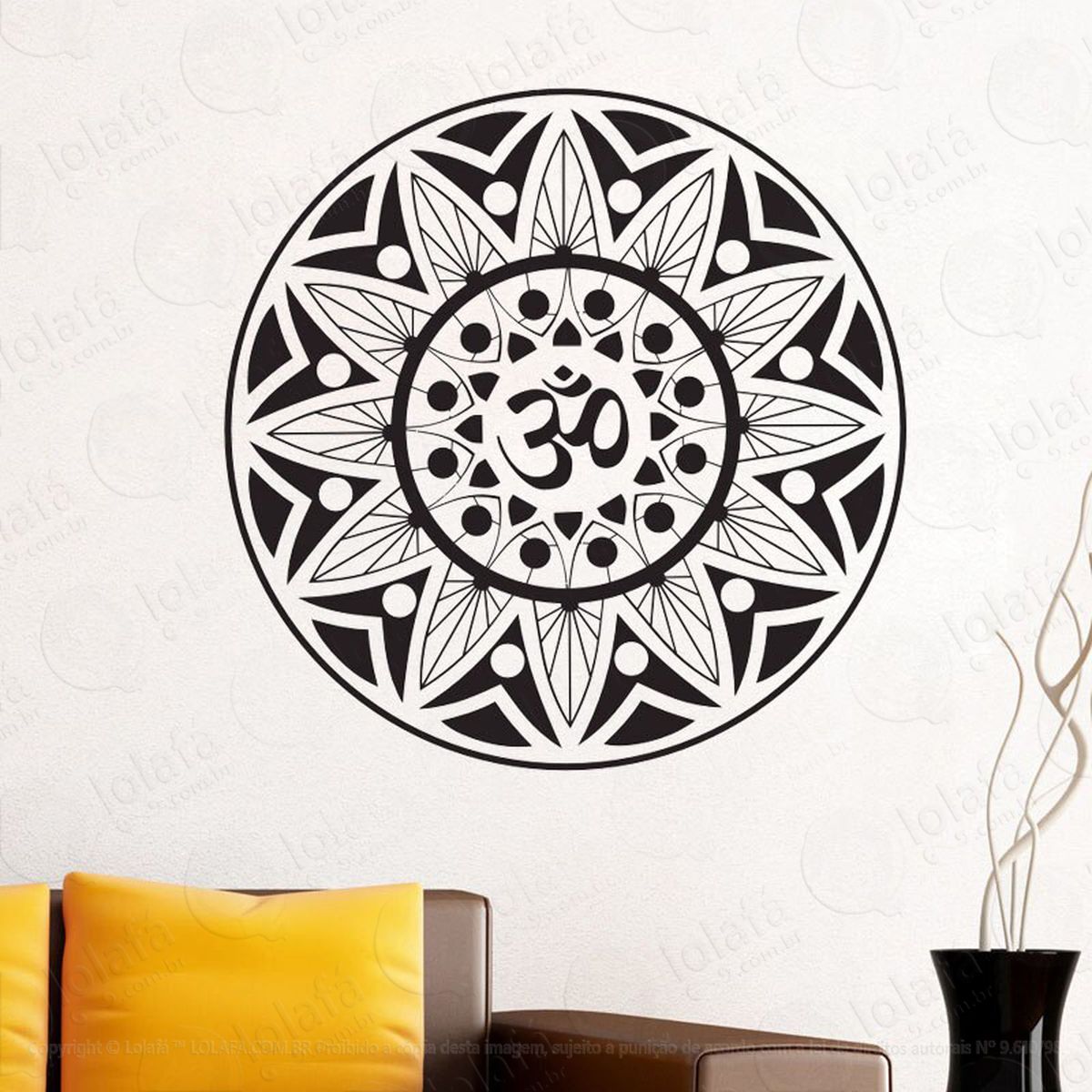 mandala para cultivar o equilíbrio da mente adesivo de parede decorativo para casa, quarto, sala e vidro - mod:547