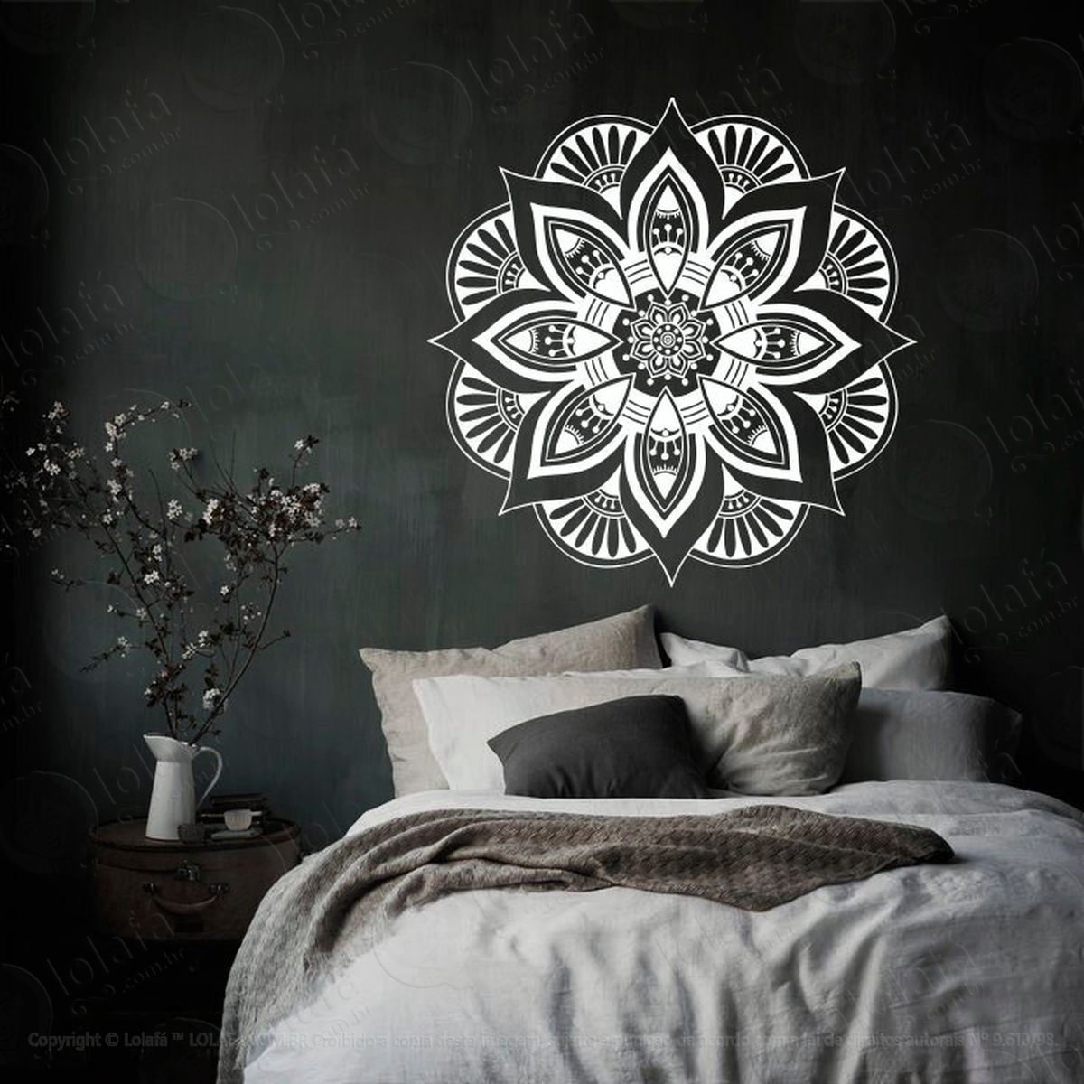 mandala seja paz adesivo de parede decorativo para casa, quarto, sala e vidro - mod:548