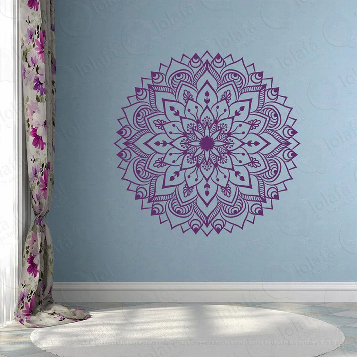 mandala do otimismo adesivo de parede decorativo para casa, quarto, sala e vidro - mod:555