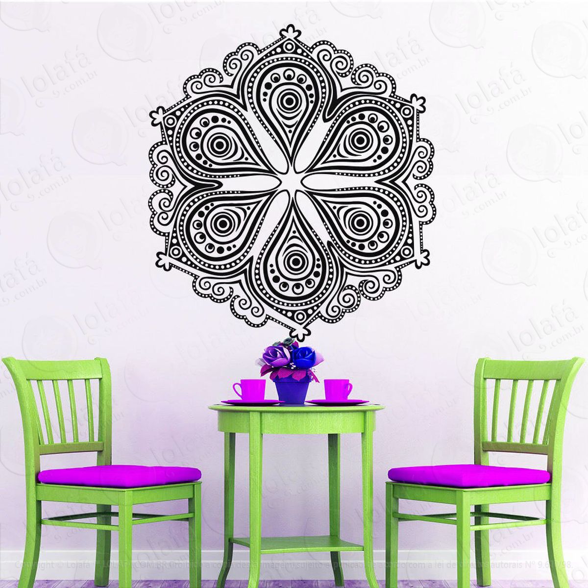 mandala da sabedoria adesivo de parede decorativo para casa, quarto, sala e vidro - mod:560