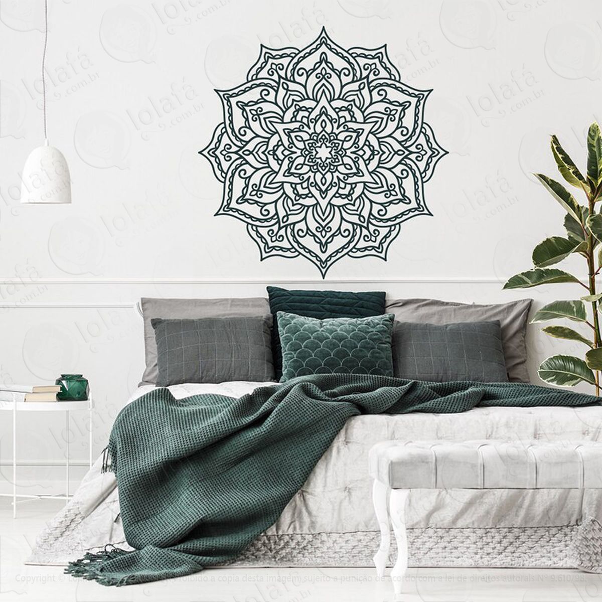 mandala seja felicidade adesivo de parede decorativo para casa, quarto, sala e vidro - mod:564