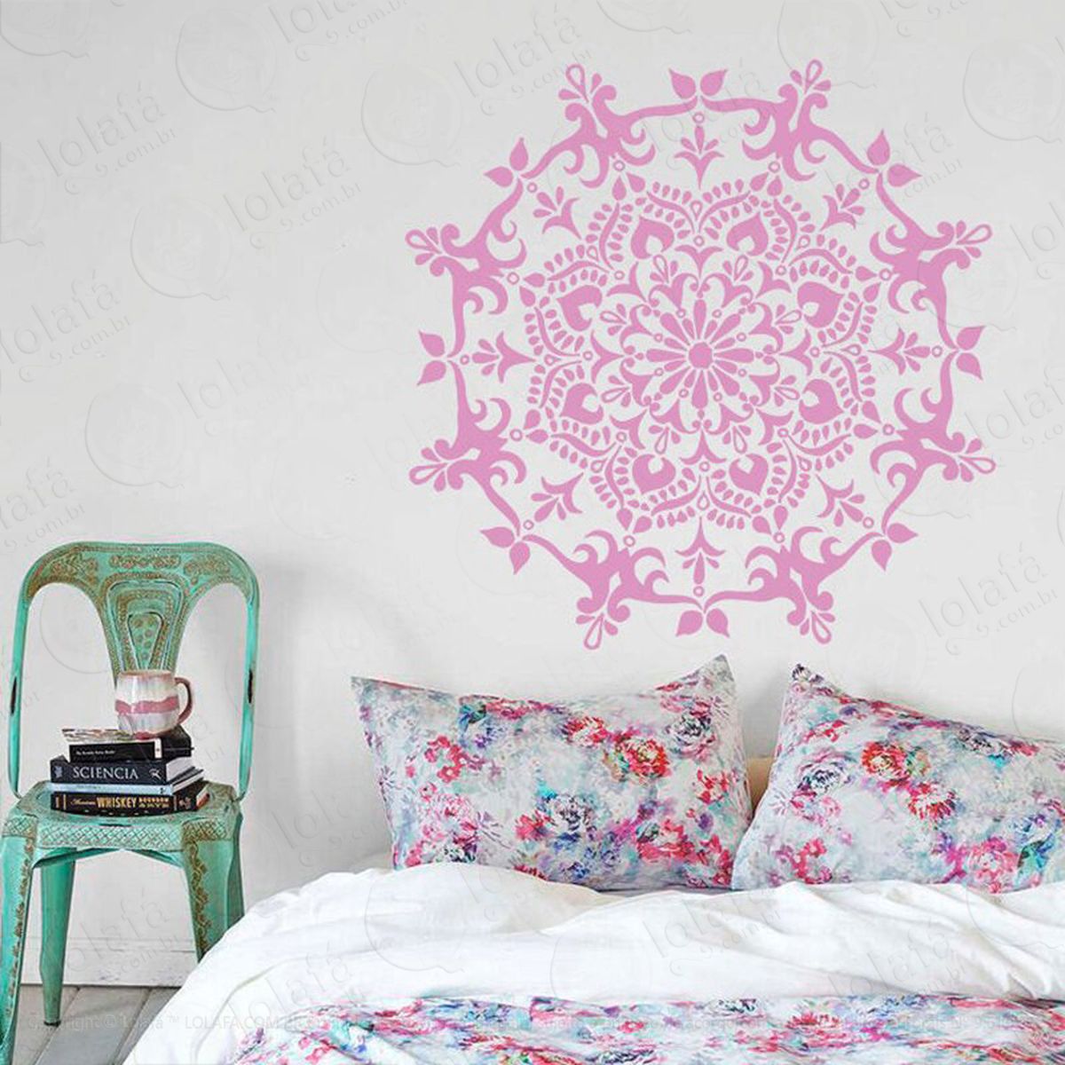 mandala da felicidade adesivo de parede decorativo para casa, quarto, sala e vidro - mod:567