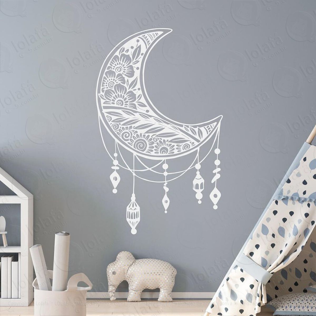 mandala lua para atrair bons sonhos adesivo de parede decorativo para casa, quarto, sala e vidro - mod:570