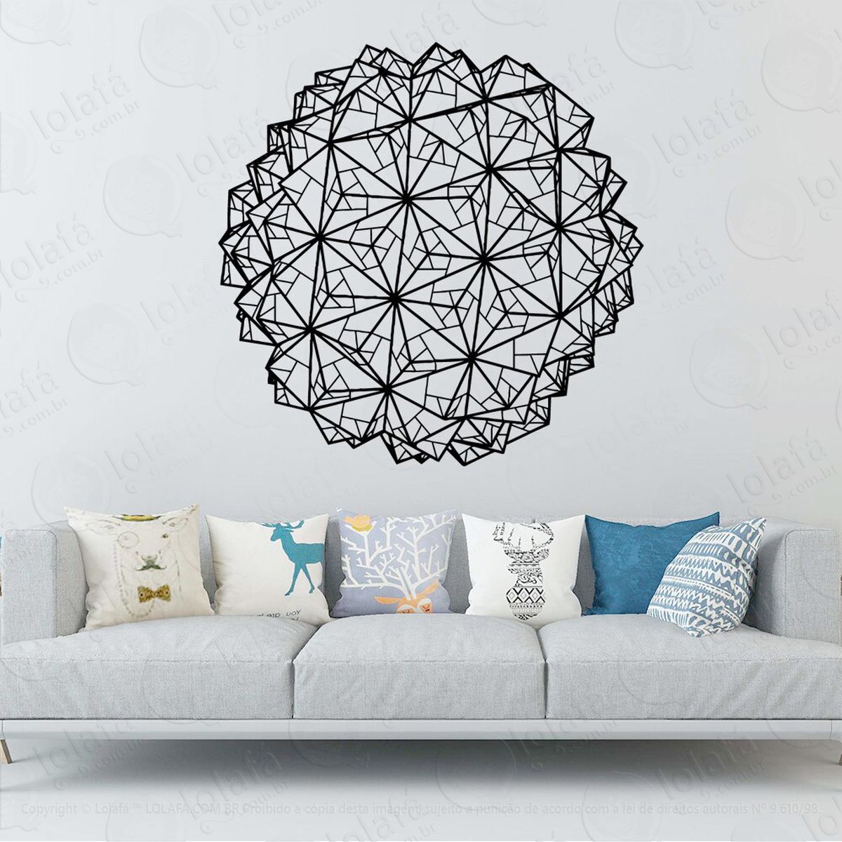 mandala geométrica para proteção do lar adesivo de parede decorativo para casa, quarto, sala e vidro - mod:573