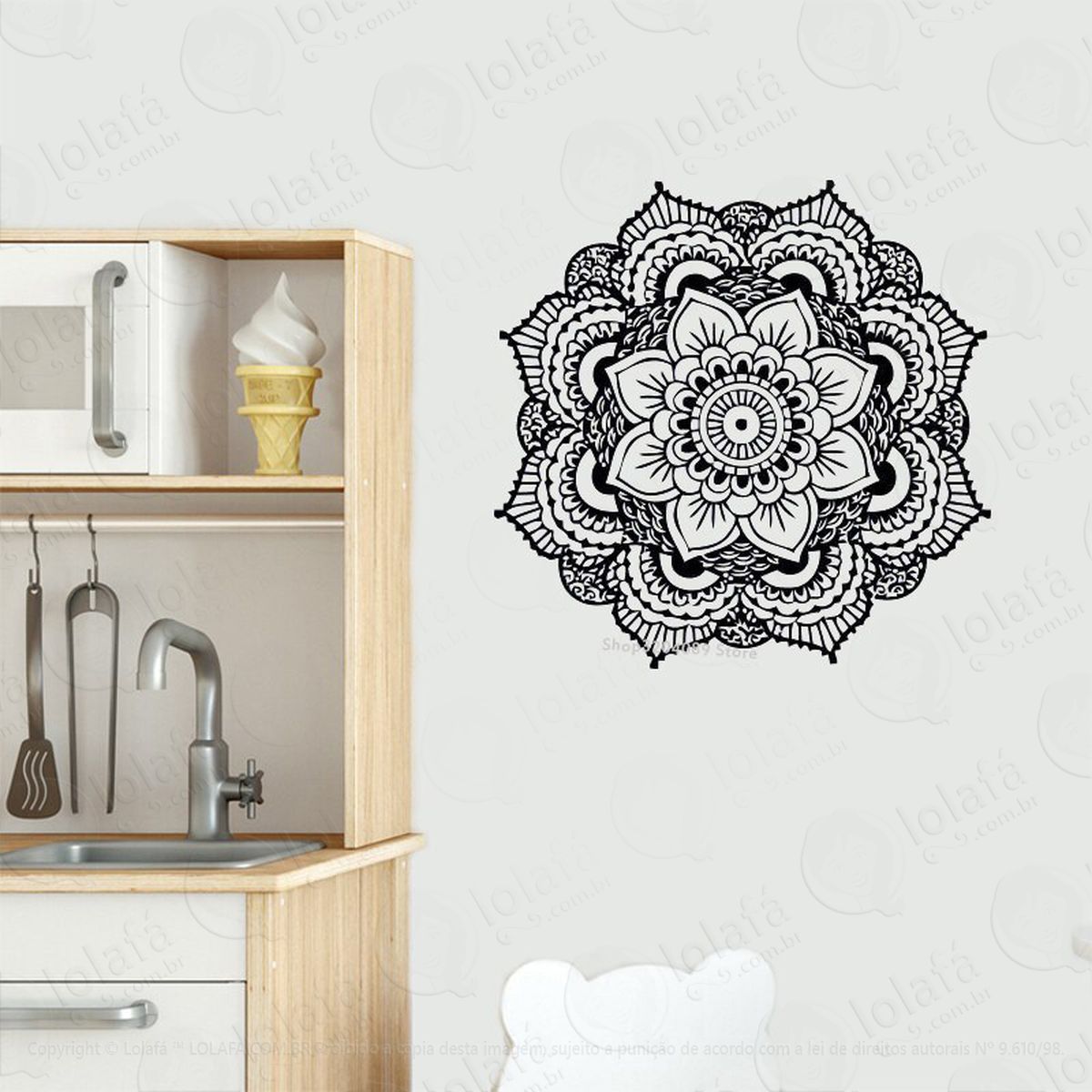 mandala mentalize que realiza adesivo de parede decorativo para casa, quarto, sala e vidro - mod:575