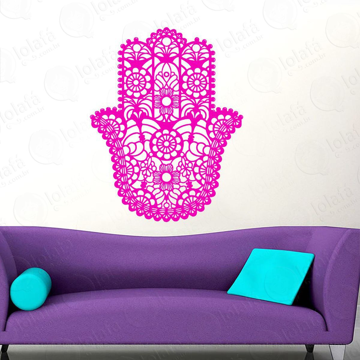 mandala mão de hamsá para proteção adesivo de parede decorativo para casa, quarto, sala e vidro - mod:581