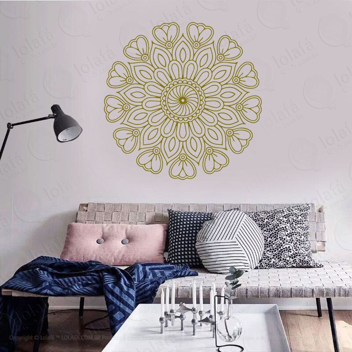 mandala paz e amor adesivo de parede decorativo para casa, quarto, sala e vidro - mod:587