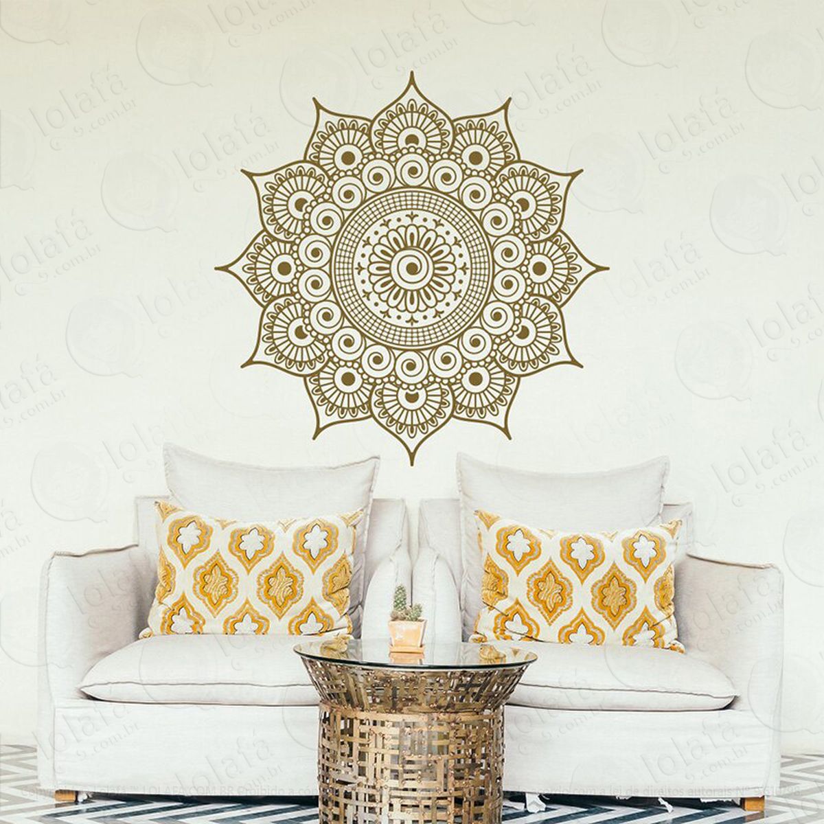 mandala para equilíbrio do universo interior adesivo de parede decorativo para casa, quarto, sala e vidro - mod:591