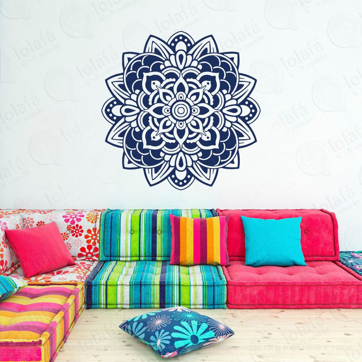 mandala para concentrar as energias espirituais adesivo de parede decorativo para casa, quarto, sala e vidro - mod:592