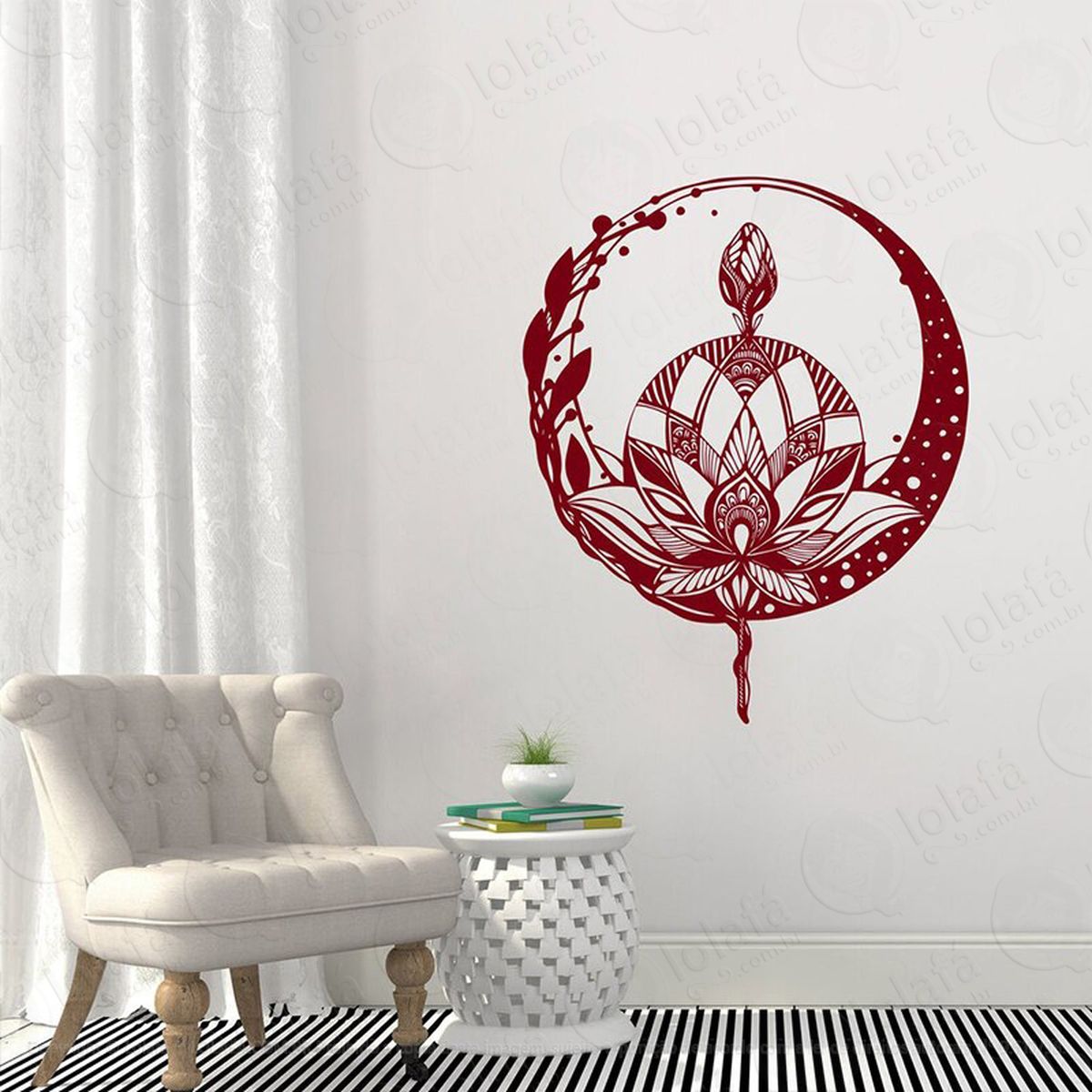 mandala flor de lótus para cultivar a sabedoria adesivo de parede decorativo para casa, quarto, sala e vidro - mod:603
