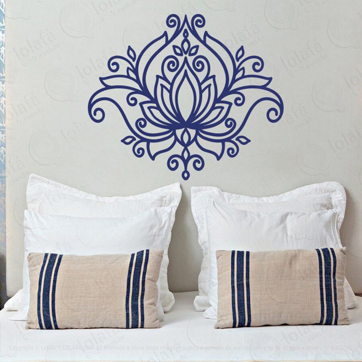 mandala flor de lótus para cultivar o otimismo adesivo de parede decorativo para casa, quarto, sala e vidro - mod:605