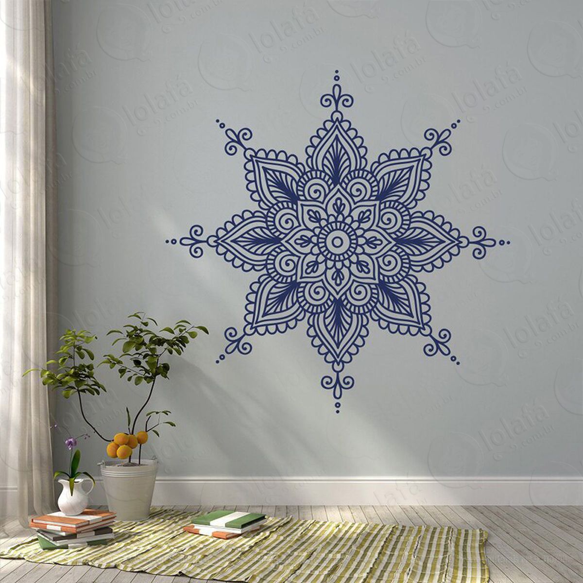 mandala para cultivar a felicidade adesivo de parede decorativo para casa, quarto, sala e vidro - mod:607