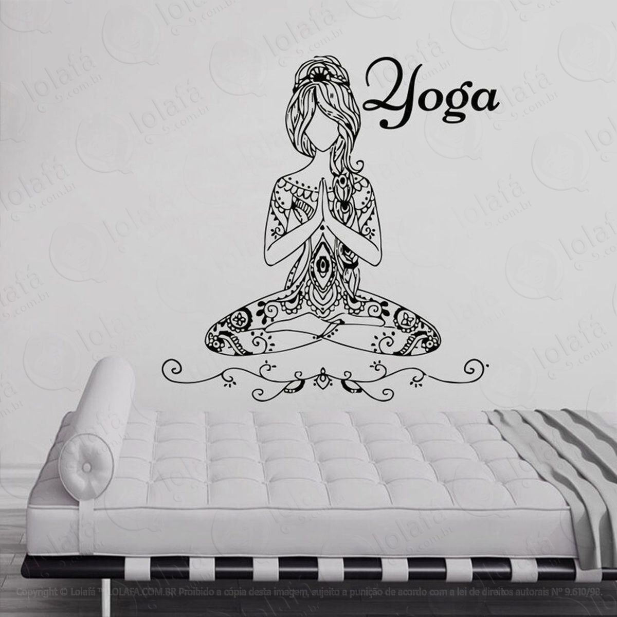 mandala yoga para equilíbrio do corpo e alma adesivo de parede decorativo para casa, quarto, sala e vidro - mod:620