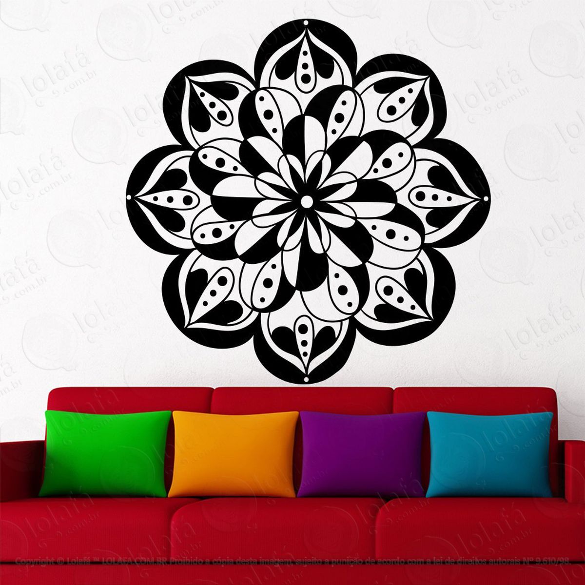 mandala para cultivar a confiança adesivo de parede decorativo para casa, quarto, sala e vidro - mod:621