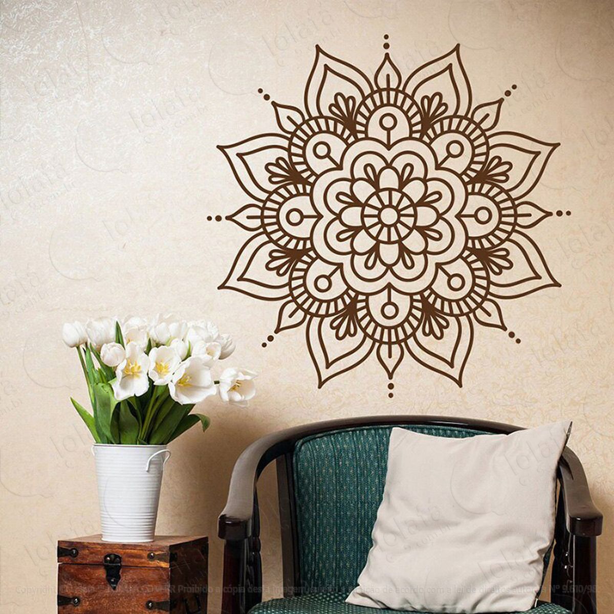 mandala para cultivar a paz adesivo de parede decorativo para casa, quarto, sala e vidro - mod:622
