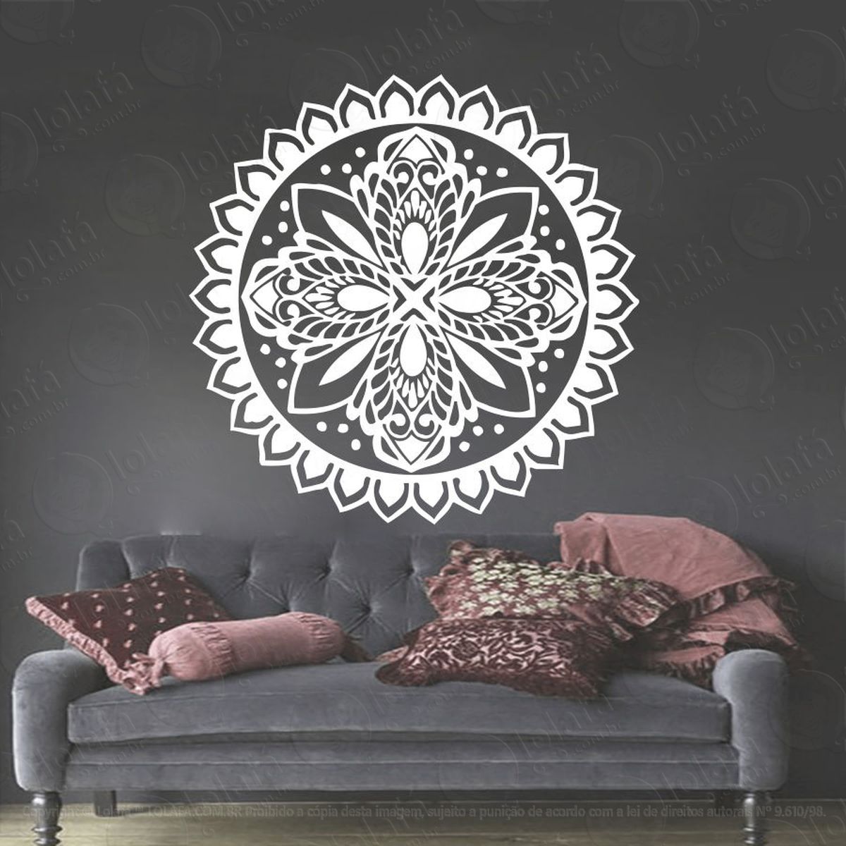 mandala seja eterno adesivo de parede decorativo para casa, quarto, sala e vidro - mod:625