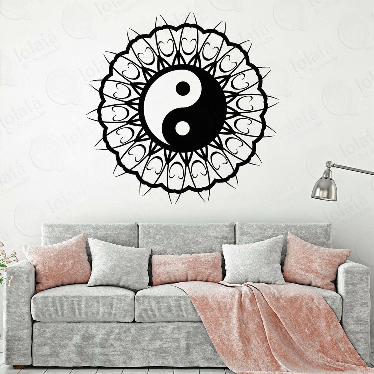 mandala yin yang para equilibrar as energias adesivo de parede decorativo para casa, quarto, sala e vidro - mod:628