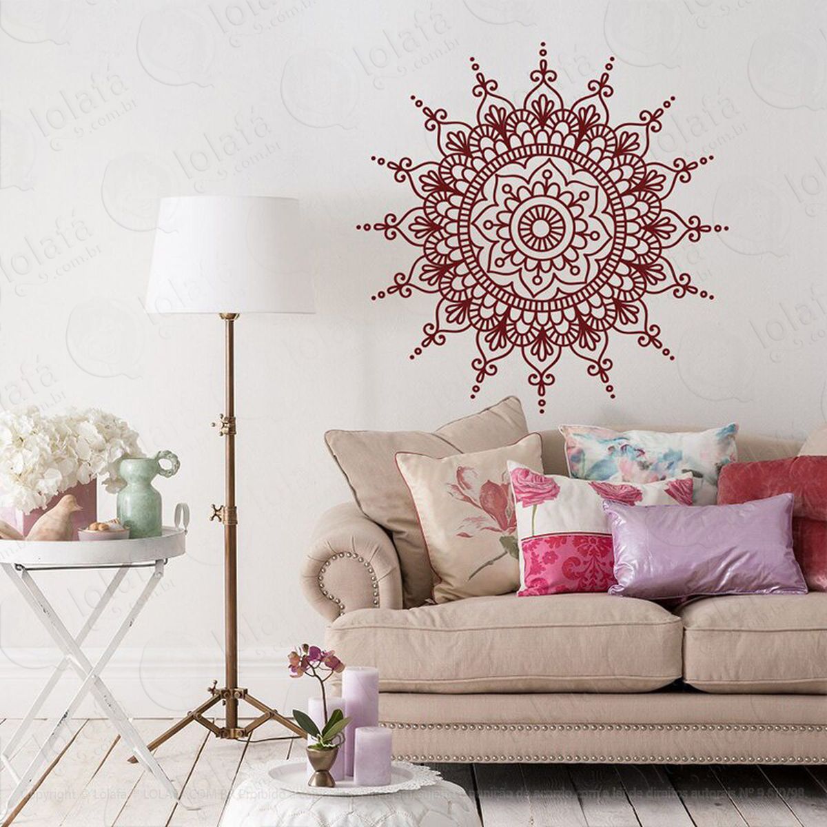 mandala seja otimista adesivo de parede decorativo para casa, quarto, sala e vidro - mod:634