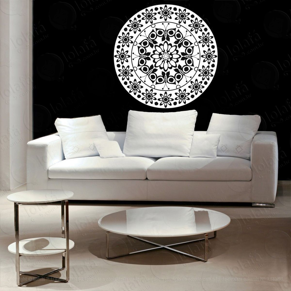 mandala seja serenidade adesivo de parede decorativo para casa, quarto, sala e vidro - mod:636