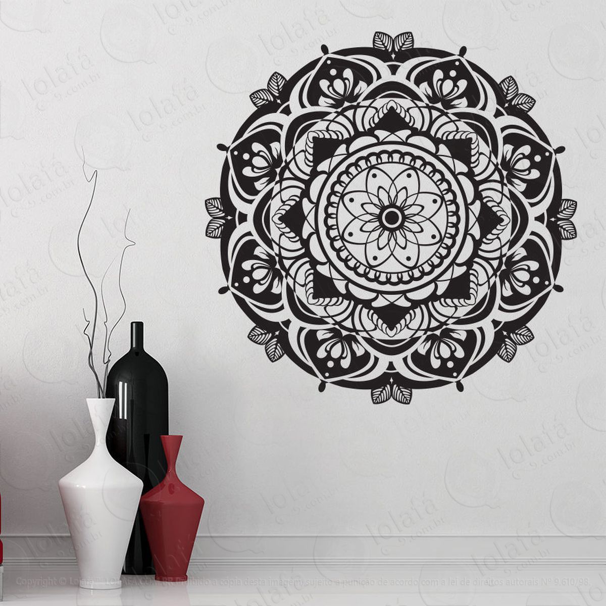 mandala seja fé adesivo de parede decorativo para casa, quarto, sala e vidro - mod:637