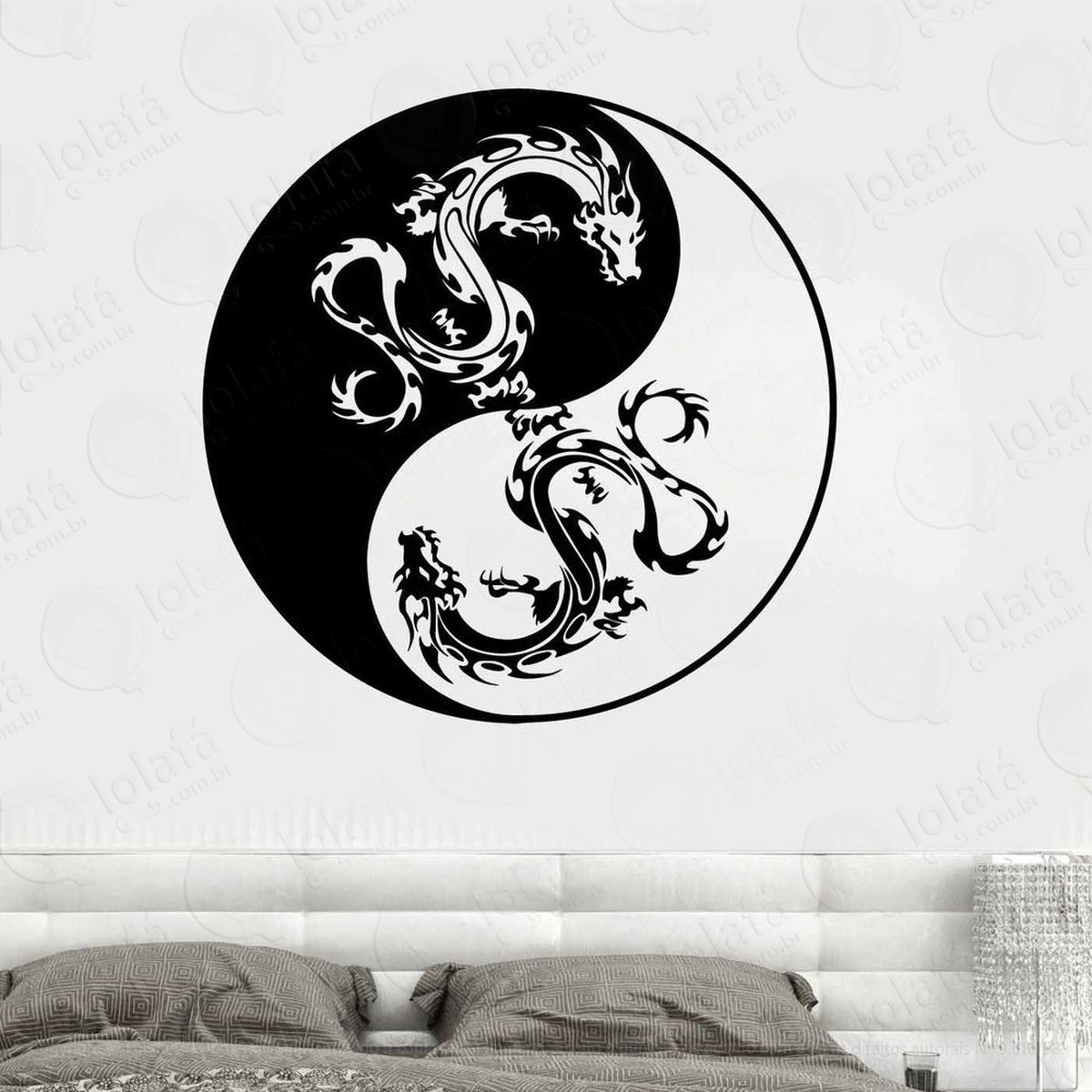mandala yin yang para equilibrar as energias adesivo de parede decorativo para casa, quarto, sala e vidro - mod:645
