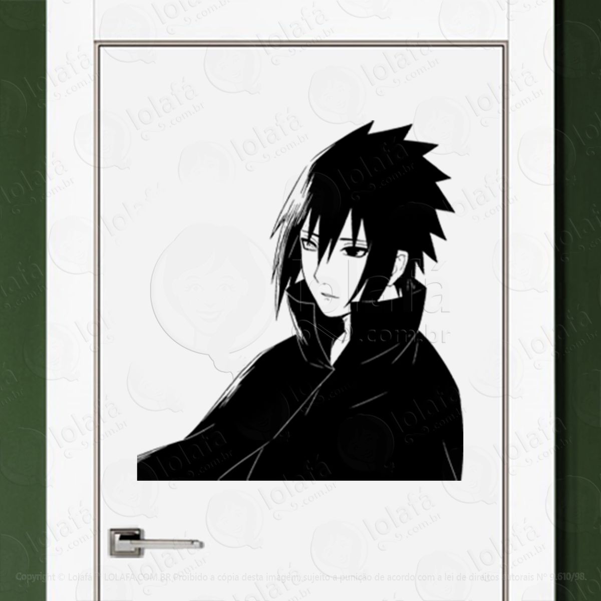 sasuke uchiha adesivo de parede para quarto, porta e vidro - mod:34