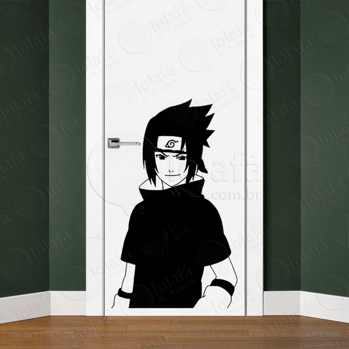 sasuke uchiha adesivo de parede para quarto, porta e vidro - mod:36