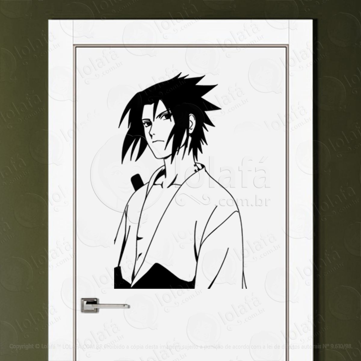 sasuke uchiha adesivo de parede para quarto, porta e vidro - mod:42