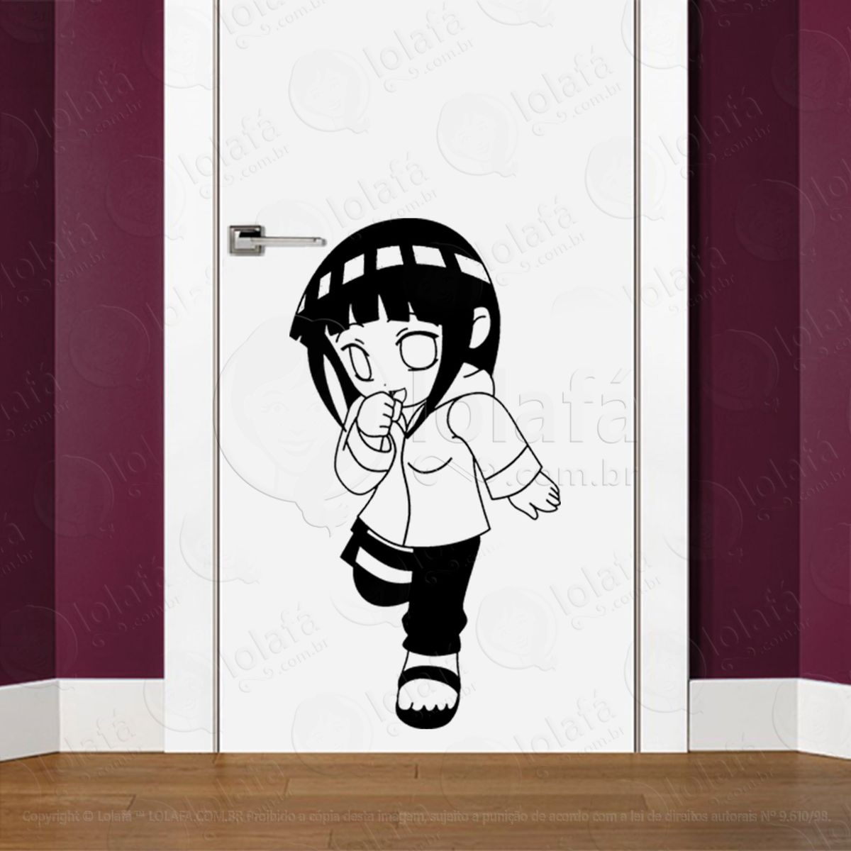hinata hyuga adesivo de parede para quarto, porta e vidro - mod:171