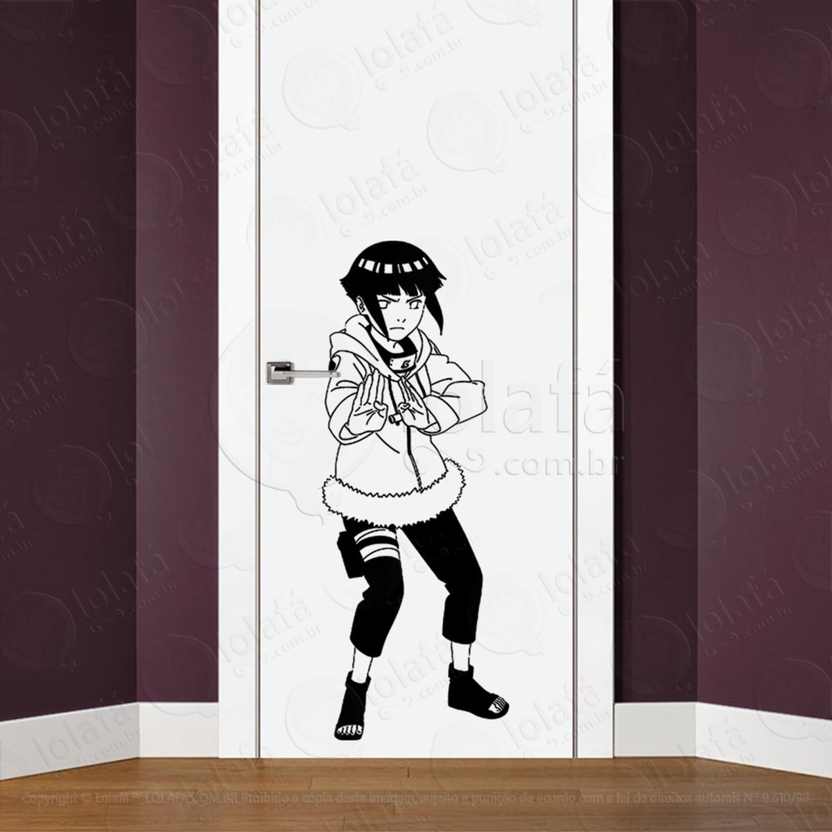 hinata hyuga adesivo de parede para quarto, porta e vidro - mod:173