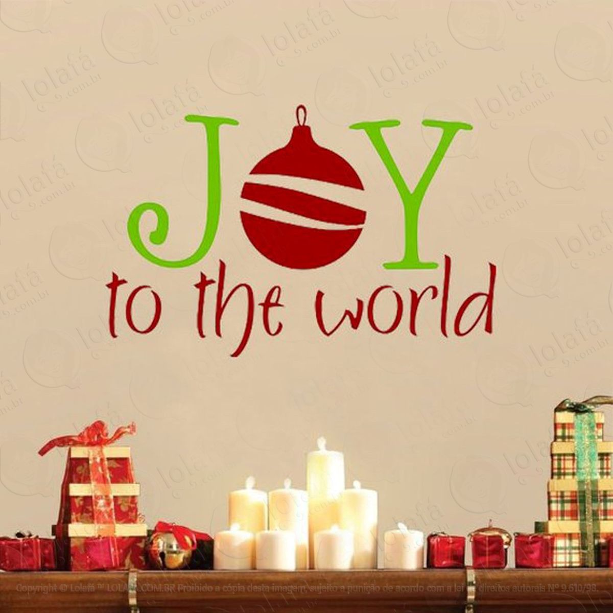 alegria para o mundo adesivo de natal para vitrine, parede, porta de vidro - decoração natalina mod:11