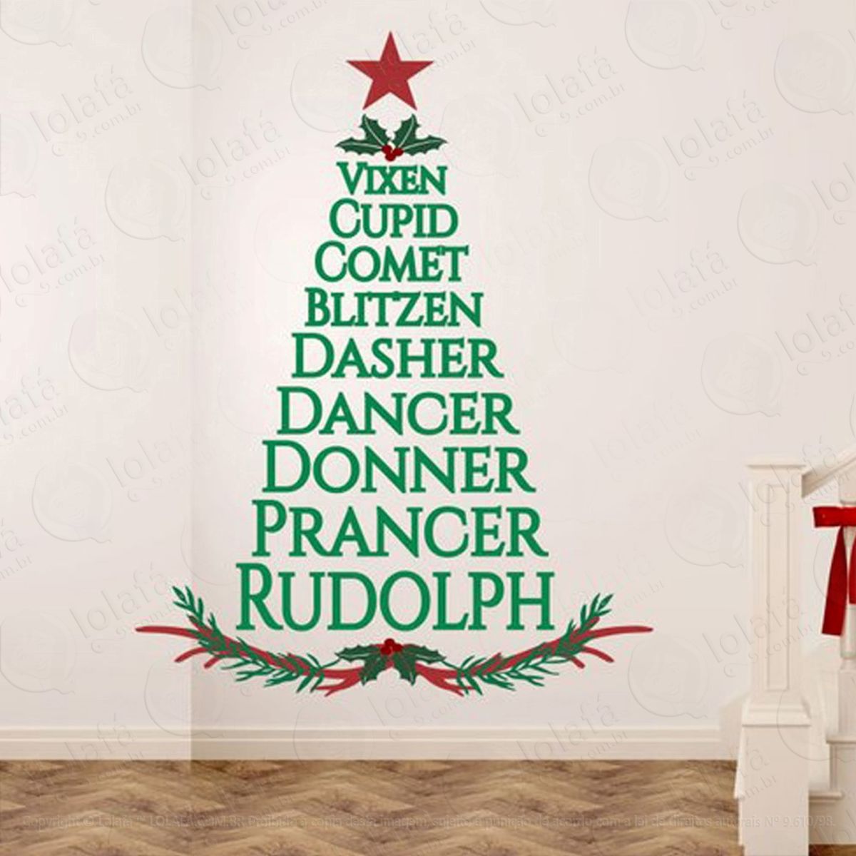 Árvore renas e noel adesivo de natal para vitrine, parede, porta de vidro - decoração natalina mod:21