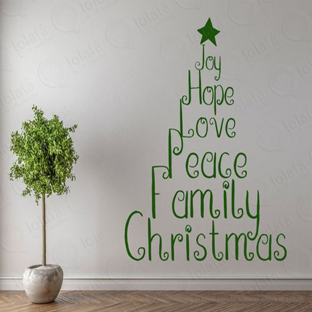 Árvore de bênçãos adesivo de natal para vitrine, parede, porta de vidro - decoração natalina mod:23