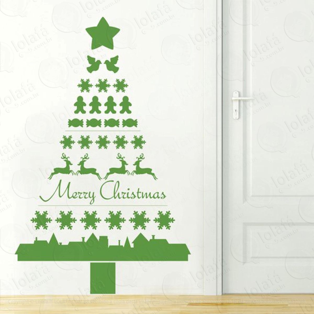 Árvore adesivo de natal para vitrine, parede, porta de vidro - decoração natalina mod:30