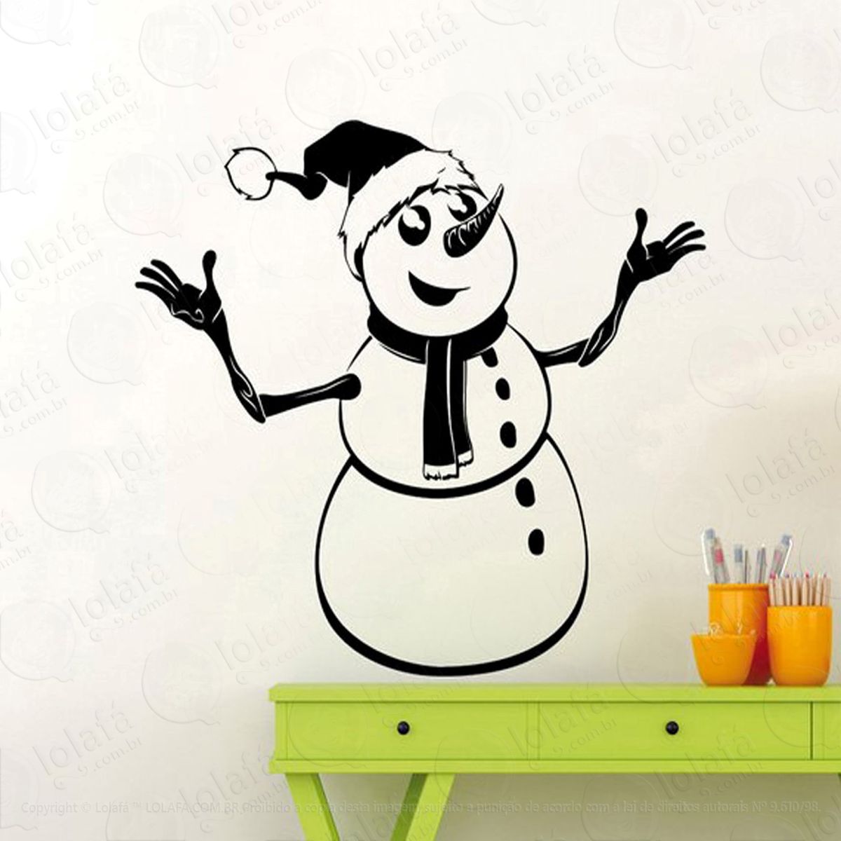 boneco de neve adesivo de natal para vitrine, parede, porta de vidro - decoração natalina mod:52